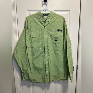 Columbia Men's Green Plaid Fishing Shirt